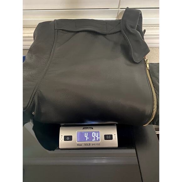 Game Sportswear Bomber Jacket Mens Medium Black Premium Leather FLAW - Picture 16 of 16